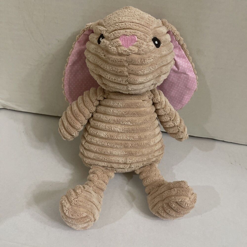 Corduroy Bunny Rabbit Plush W/Squeaker Brown Pink Giftable World  Stuffed Animal